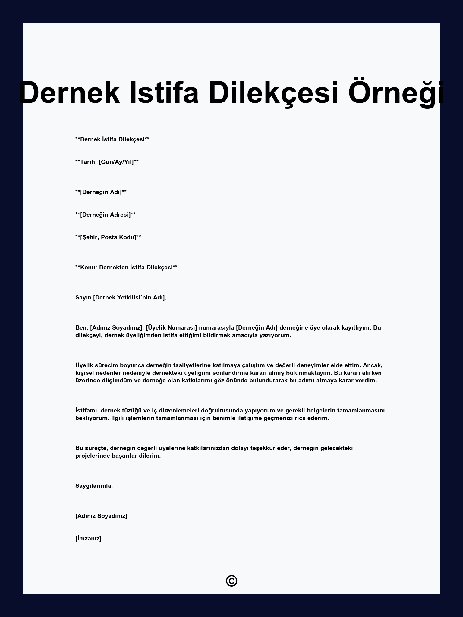 Dernek Istifa Dilekçesi Örneği