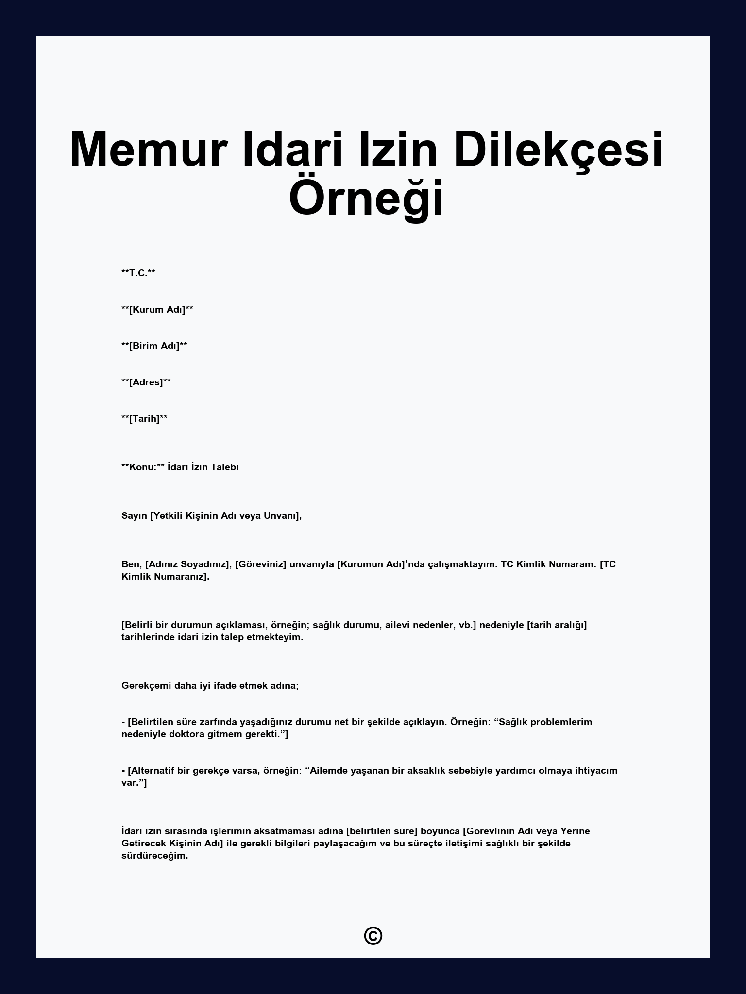 Memur Idari Izin Dilekçesi Örneği