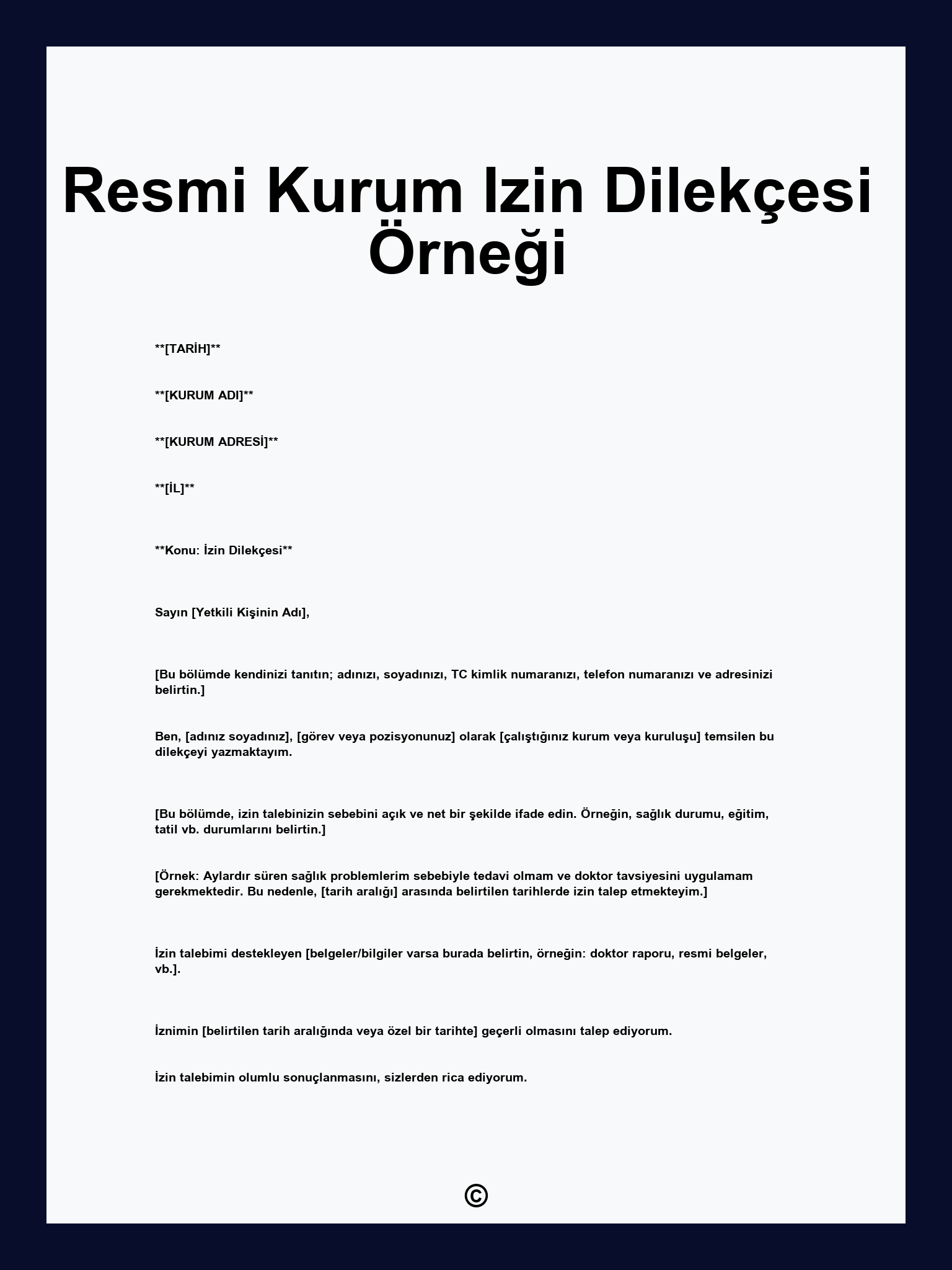 Resmi Kurum Izin Dilekçesi Örneği