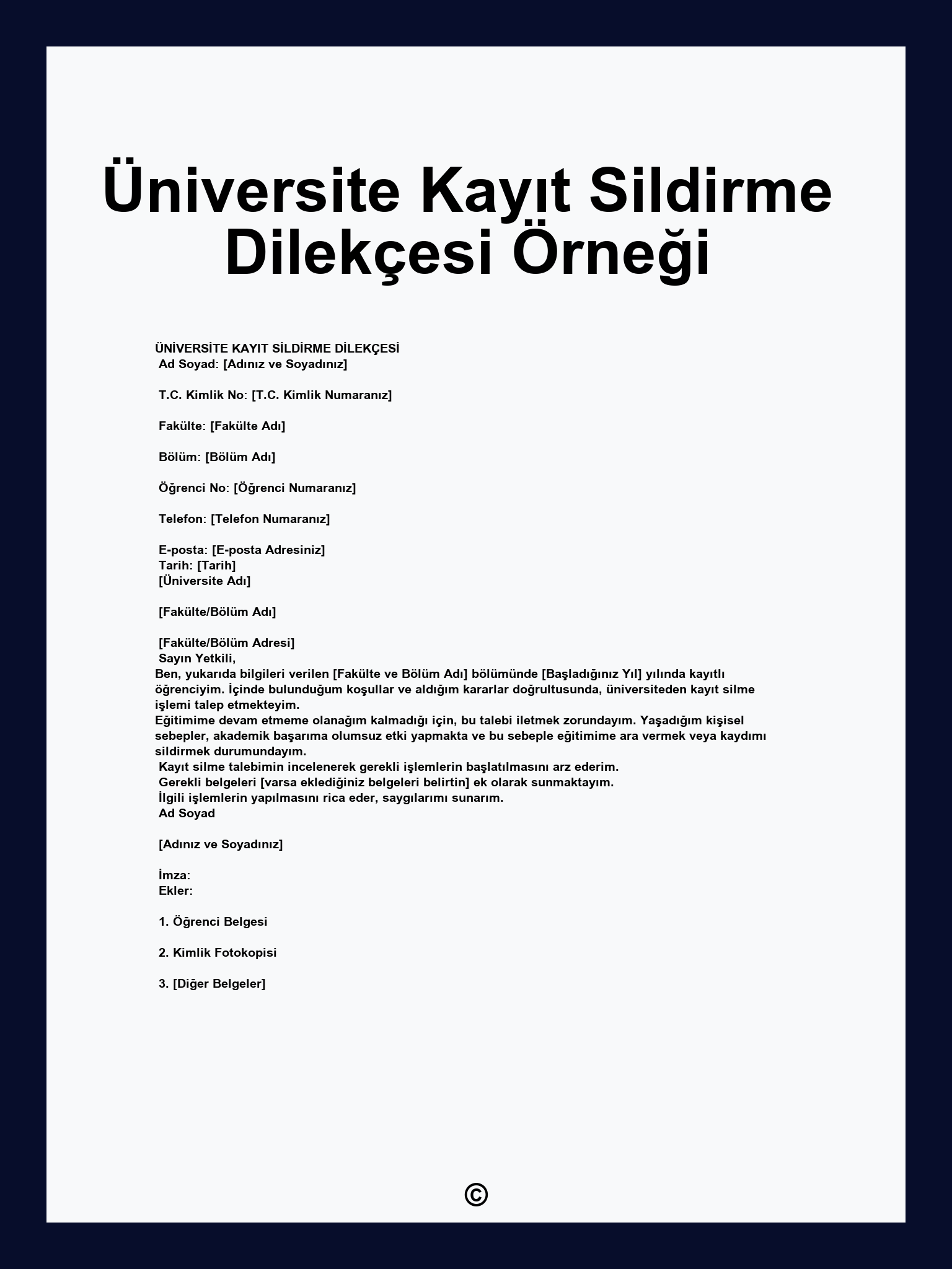 Üniversite Kayıt Sildirme Dilekçesi Örneği