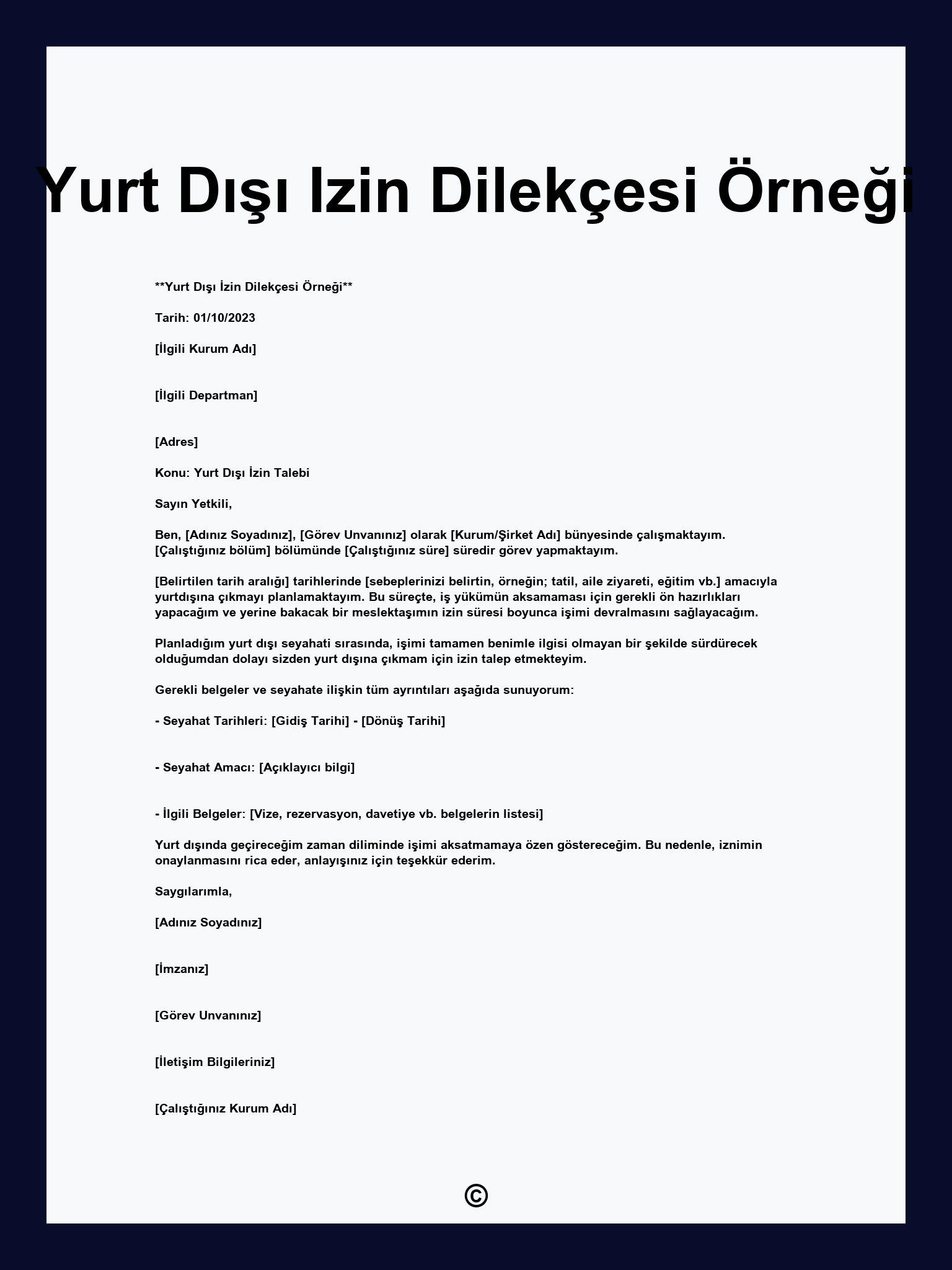 Yurt Dışı Izin Dilekçesi Örneği